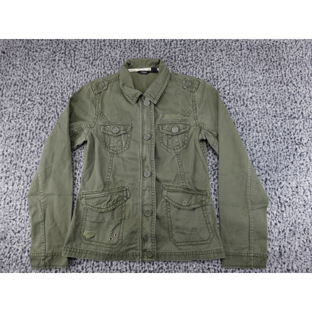 Fox Racing Utility Jacket Womens Medium Olive Green Good Cotton Military‎ Cargo